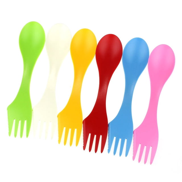 Camping Utensils Set Non Slip, ZZkhGO Durable Heat Resistant Spork Combo, 6-Pack Spoon Fork Knife Travel Cutlery for Hiking Outdoor Picnic