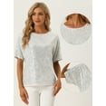 thumbnail image 2 of DARING DIVA Women's Costume Sequin Clubwear Blouses T-Shirts XS Silver, 2 of 6
