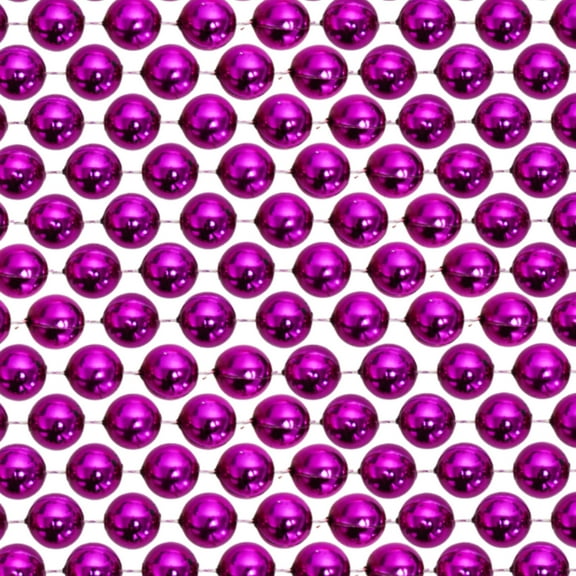 48" 20mm Round Metallic Hot Pink Mardi Gras Beads