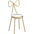 thumbnail image 2 of Modern Makeup Vanity Stool, Cute Butterfly Stool Ottoman Bench, Metal Bench Legs Gold Dining Chair for Kitchen, Bedroom, Living Room (White Flannel), 2 of 7