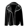 thumbnail image 5 of Jacket for Women Long Sleeve Embroidered Contrast Trim Notched Lapel Open Front Coat with Pockets Outerwear, 5 of 6