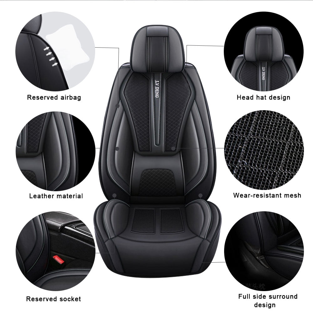Tuqiang Car Seat Covers Universal Custom Fit Car Seat Covers Full Set for Waterproof Front&Rear Seat Cushion Black