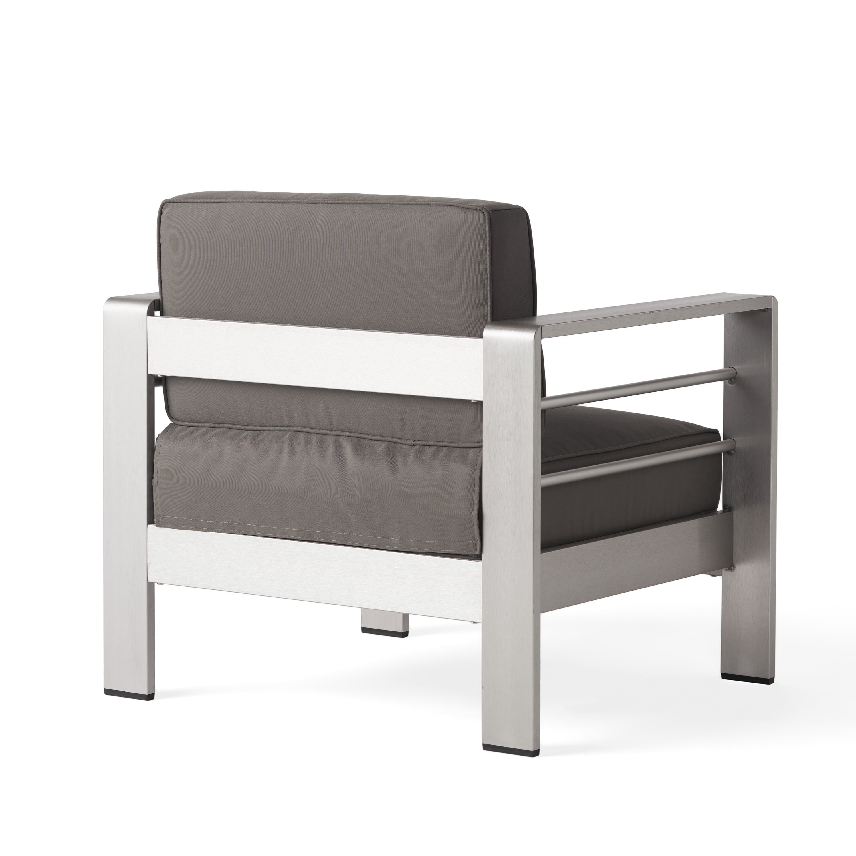 Miller Outdoor Aluminum Club Chairs with Cushions, Set of 4, Khaki