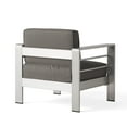 thumbnail image 4 of GDF Studio Crested Bay Outdoor Aluminum 4 Seater Chat Set and Side Table, Silver and Khaki, 4 of 13