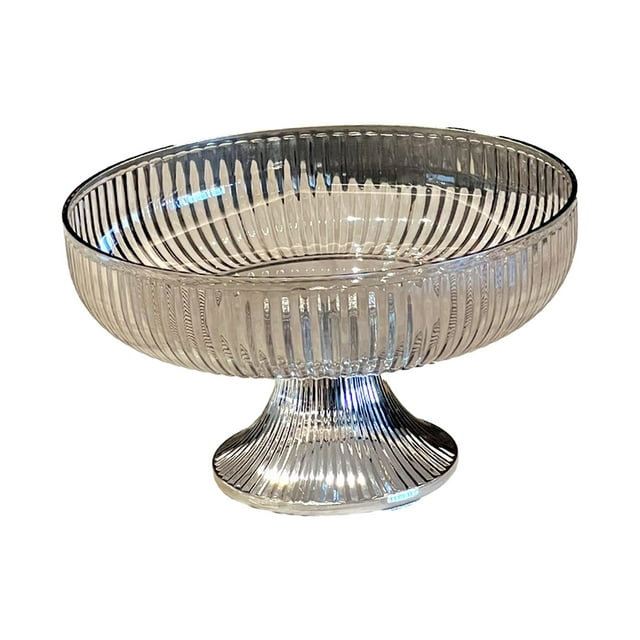 Frutero decorativo elegante y duradero con base de pedestal para ensalada. gris plata