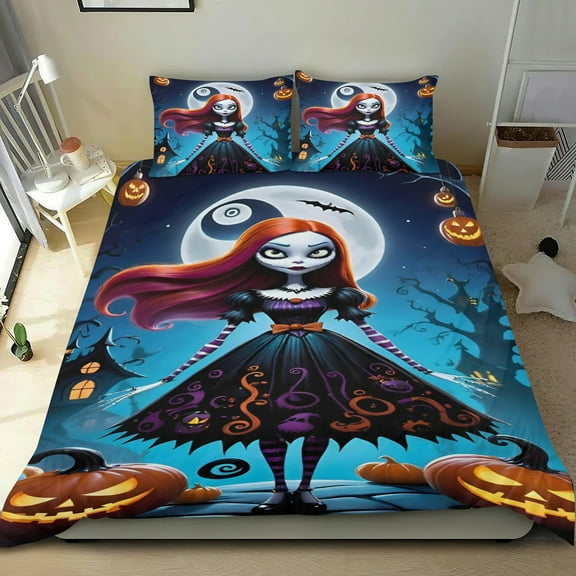 Corpse Bride Themed Bed Sheet Set Three Piece Set 53x79 Inches Comfortable And Skin Friendly Unique Design Creating A Star Studded Night