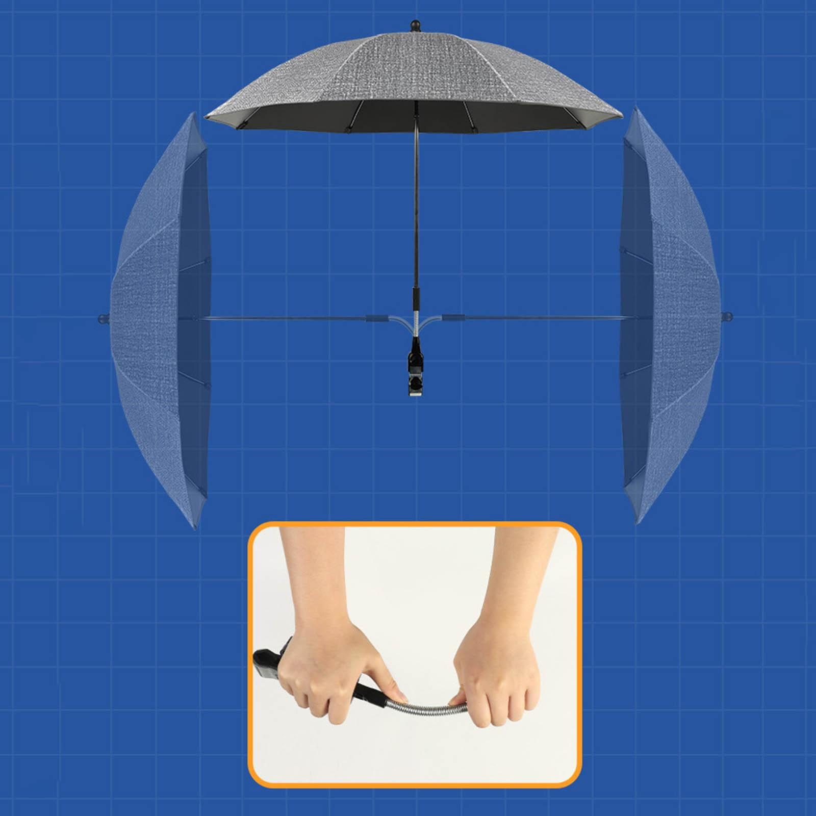 LeeQinersw Universal Stroller Umbrella with UV , Baby Stroller Parasol 85cm/33.5in with Umbrella Clip, 36 Degree Adjustable for Beach Chairs , Black