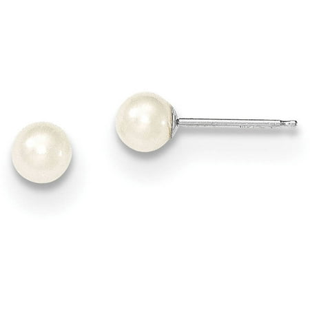 4-5mm White Button Freshwater Cultured Pearl 14kt Yellow Gold Stud