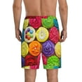 thumbnail image 3 of Naloa Brightly Colored Cupcakes Men's Short Pajama Pants, Lounge Comfort Shorts with Elasticized Waistband and Side Pockets - Small, 3 of 9