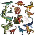 thumbnail image 1 of Un juego de 15 pegatinas de tela de dinosaurio, parches de colores, calcomanías de ropa de animales de dibujos animados, parches decorativos, 1 of 4