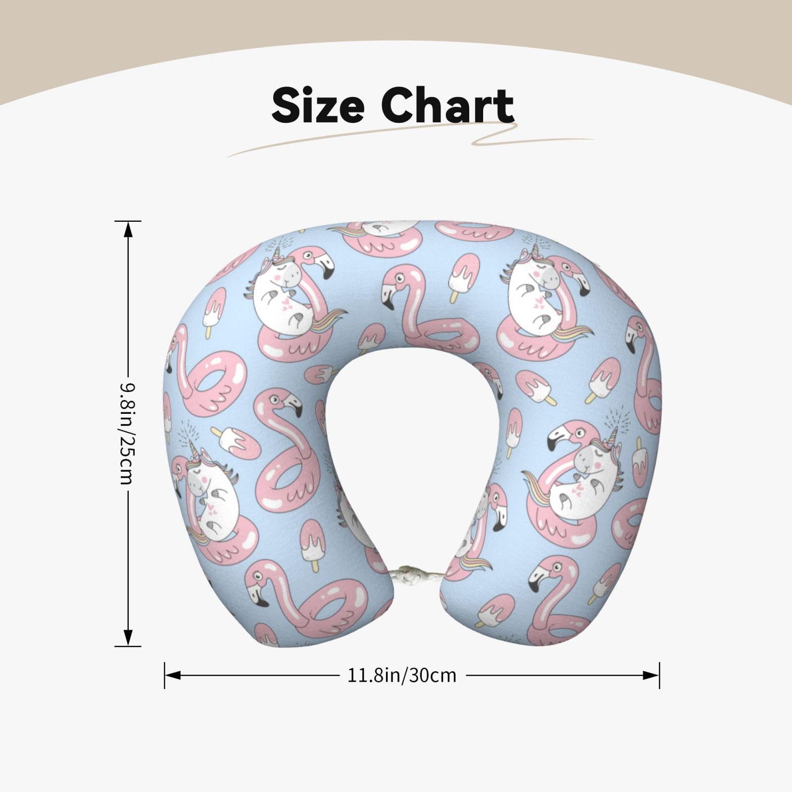 Xecao Summer Cute Unicorns Print Memory Foam Cervical Neck Pillow Versatile U-Shaped Pillows for Home,Office,Camping,Travelling,Soft Washable Cover