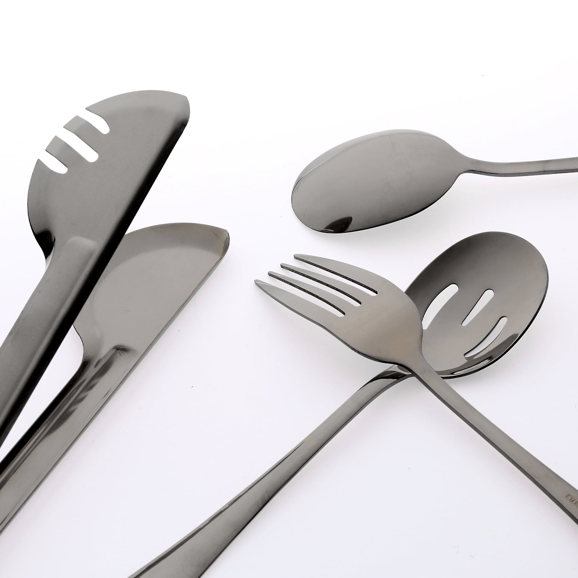 Unique Bargains Stainless Steel Flatware Set with Spoons and Forks Black 8 Pcs