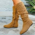 thumbnail image 2 of Aihuaihua Mid Calf Suede Boots for Women, Folding Boots for Women Suede Leather Low Heel Boots with Side Zipper Non- Sole, Fall Winter Boots for Women, 2 of 10