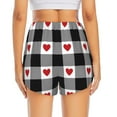 thumbnail image 4 of Xecao's Heart Black Buffalo Plaid Gingham for a double-layer running short for women, perfect for gym, tennis, and more, featuring a convenient pocket., 4 of 9