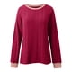 thumbnail image 4 of MHFRRA Camisetas Casuales para Mujer, Corte Holgado, Manga Larga, Cuello Redondo, Jersey Elegante y Cómodo, Ropa Informal para Uso Diario. Rojo, 4 of 5