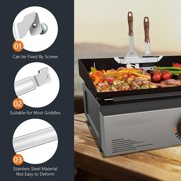 YAOAWE 2-Pack Stainless Steel Griddle Spatula Holder, Adjustable