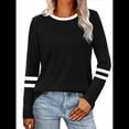 thumbnail image 3 of Camisas de Larga para Mujer, Blusas Casuales con Bloques de Color, Conjuntos de Otoño, Camisetas Básicas, Ropa de Moda Negro XL, 3 of 6