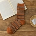 thumbnail image 2 of CUZIBR Wool Socks Fashion Fuzzy Lined Striped Geometric Crew Socks Winter Soft Warm Boot Socks Ladies Patchwork Thick Plush Casual Breathable Socks,B,One Size, 2 of 3