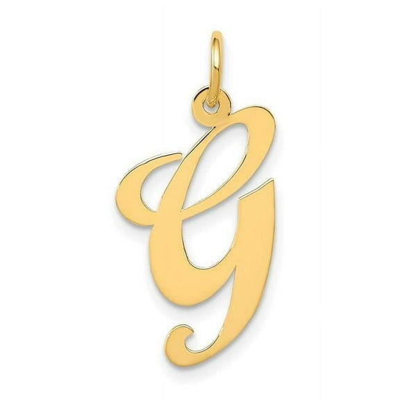 Finest Gold 14K Yellow Gold Large Fancy Script Letter G Initial Charm