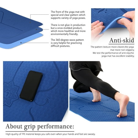 Lixada Non Slip Yoga Mat Certified Tpe Eco Friendly Lightweight