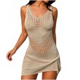 thumbnail image 2 of Dolkfu Yellow Women'S Clothing Cutout V-Neck Sleeveless Mini Bodycon Dresses Modern Slim Vacation-Inspired Geometric Dresses Khaki,S, 2 of 5
