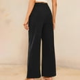 thumbnail image 5 of Fewfanhot Womens Pants Casual High Waisted Double Buttoned Stretchy Loose Fit Wide Leg Pants with Pockets, 5 of 9
