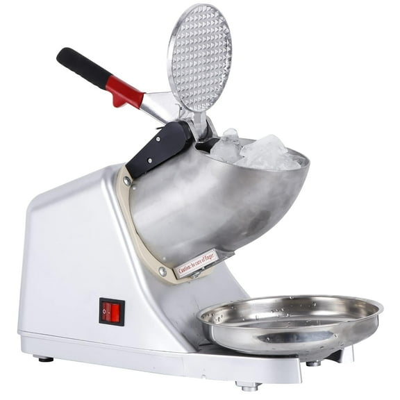 300W Electric Ice Shaver Machine Shaved Ice Snow Cone Maker Ice Crusher Stainless Steel Blade 143 lbs New, Silver