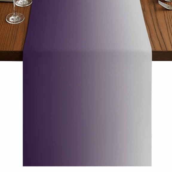 Grey Purple,Short Table Runner 36 Inches Long,Gradient Ombre Modern Abstract Color Art Cotton Linen Table Runners Dresser Scarves,Tabletop Scarf Furniture Cover for Home Dinner Party Decor 13"x36"