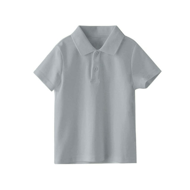 Dealovy Boys Clothes Summer Casual Short Sleeve Lapel Button Top Kids Solid Color Basic Athletic Shirts
