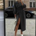 thumbnail image 2 of Aayomet Womens Casual Trench Coat Open Front Jacket Casual Pocket Waterfall Collar Overcoat,Black M, 2 of 5
