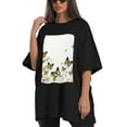 thumbnail image 4 of Plus Size Shirt for Women Black Tops for Women Short Sleeves Shirt for Women Little Hearts, With Yellow Butterflies2 T Shirt Crewneck Shirt for Women XL, 4 of 5