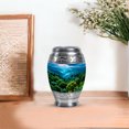 thumbnail image 7 of JAGASY Mountain Memorial Keepsake Urn for Ashes Adult Male, Sky Blue Small Urns for Human Ashes, Forest Trees Decorative Urns for Parents, Handmade Cremation Urn for Mom & Dad, (3 Inch), 7 of 7