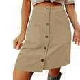 thumbnail image 1 of Gibobby Plisado Mini Falda De Las Otoño/Invierno Cintura alta Hebilla Una línea Mini vestido corto Correa Bolsillo(Caqui, XXL), 1 of 5