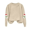 thumbnail image 5 of larppty Women's Casual Crew Neck Christmas Snowman Print Sweatshirt Loose Soft Long Sleeve Pullover Tops （Beige, XL）, 5 of 5