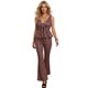 thumbnail image 1 of Conjunto para Mujer 2 Piezas Blusa Peplum con Escote y Pantalón Acampanado Set Casual Estampado Cuadros, 1 of 5