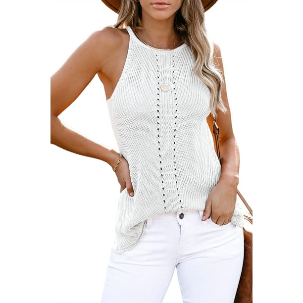 Debardeur en Tricot Trou de Serrure Blanc pour Femmes Walmart