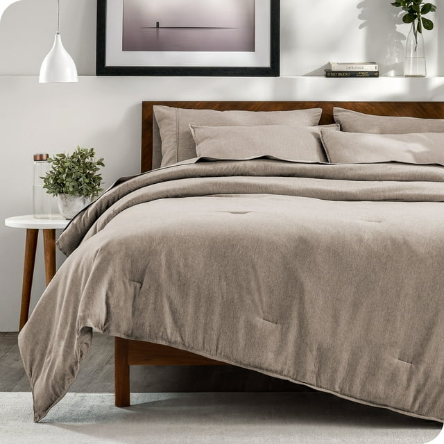 Bare Home Ensemble Literie Chinée 5 Pcs, Très Grand Simple, Taupe Chiné
