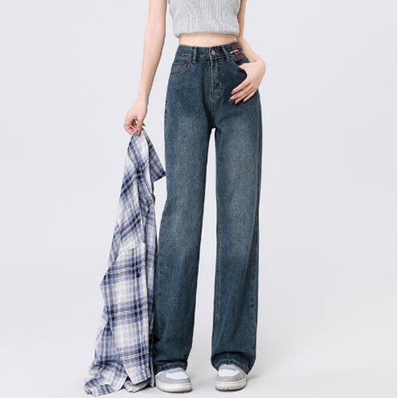 Women's Loose Wide Leg Distressed Skinny Versatile Straight Drape Jeans Jean Pants for Women on Pants for Women Tall Jean Leggings with Pockets plus Size on Pants Jean Leggings for Women Petite