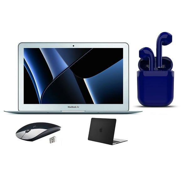 Refurbished Apple MacBook Air 11.6-inch Intel Core i5 4GB RAM Mac OS 256GB SSD Bundle: Wireless Mouse, Black Case, Bluetooth/Wireless Airbuds By Certified 2 Day Express (Refurbished)