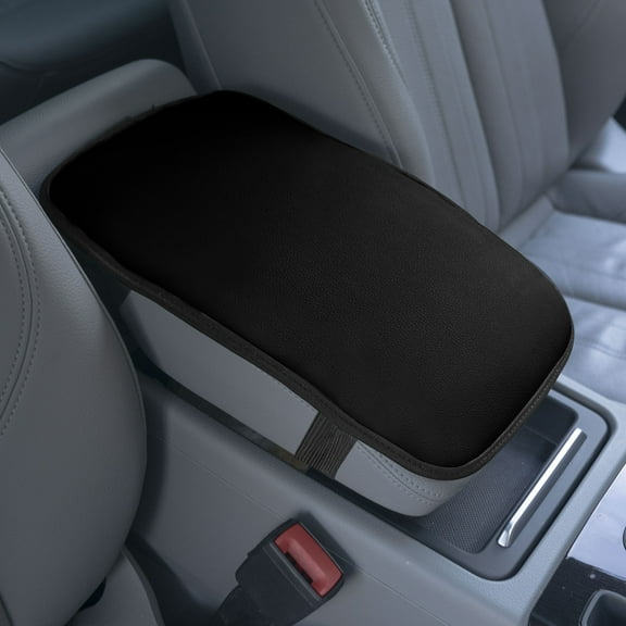 FH Group Faux Leather Center Console Armrest Cushion, Luxury Seat Box Cover Protector for Most Cars, Trucks, and SUVs - Black