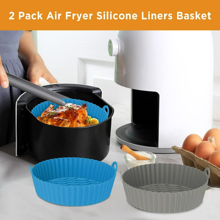2-Pack Air Fryer Silicone Liners, 7.5Inch 3 to 5 QT round Air Fryer  Silicone Pot