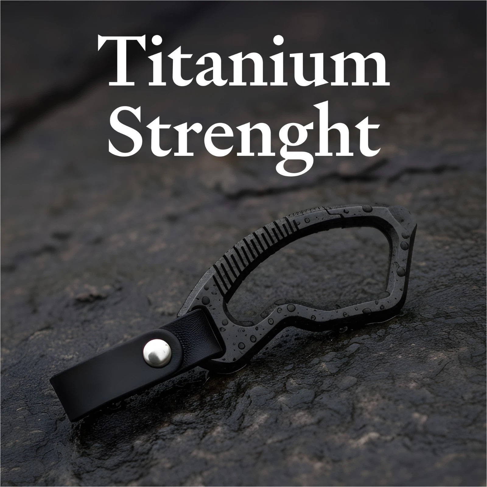 KOVA EDC Carabiner Keychain - Hunting Camping Titan Hook Black - Bottle Opener Cutter