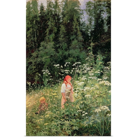 Great BIG Canvas | Rolled Olga Antonova (1850-1881) Lagoda-Shishkina Poster Print entitled Girl among the wild flowers, 1880