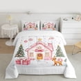 thumbnail image 2 of Feelyou Kawaii Pink Cabin Bedding Comforter Set for Girl, Cute Deer Animal Twin Comforter Sets, Merry Christmas Reversible Bedding Set, Lightweight Room Decor, 2 Pieces, 2 of 8