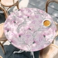 thumbnail image 2 of Pink Flowers Round Tablecloth, Fitted Table Cover with Elastic for 36"-44" Round Tables, Watercolor Country Botanical Floral Vines Table Cloth Outdoor Indoor Dinning Party Waterproof Tablecloths, 2 of 7