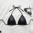 thumbnail image 4 of larppty Triangle Bikini Tops for Women Halter String Bathing Suit Tops Sexy Brazilian Black White Swimsuit Top (Silver, M), 4 of 5