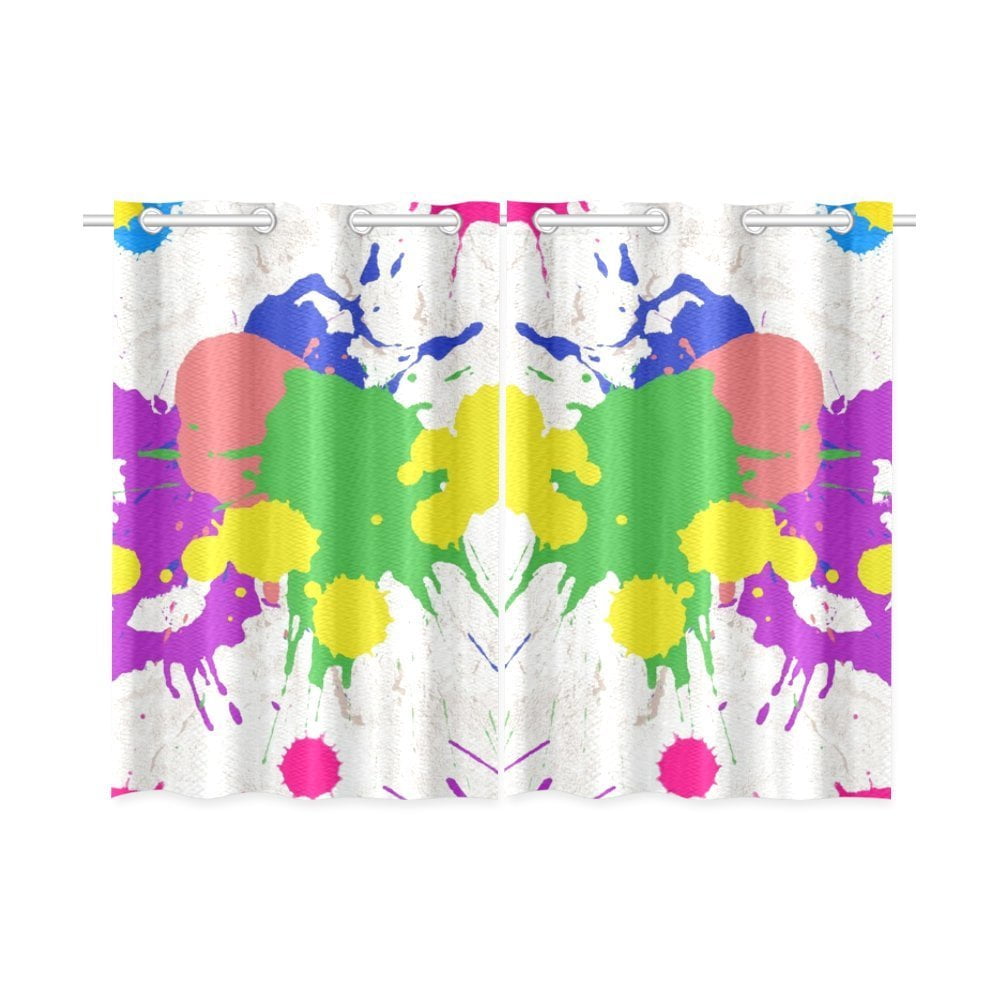 MYPOP splatter paint Window Curtain Kitchen Curtain 26x39 inches (Two