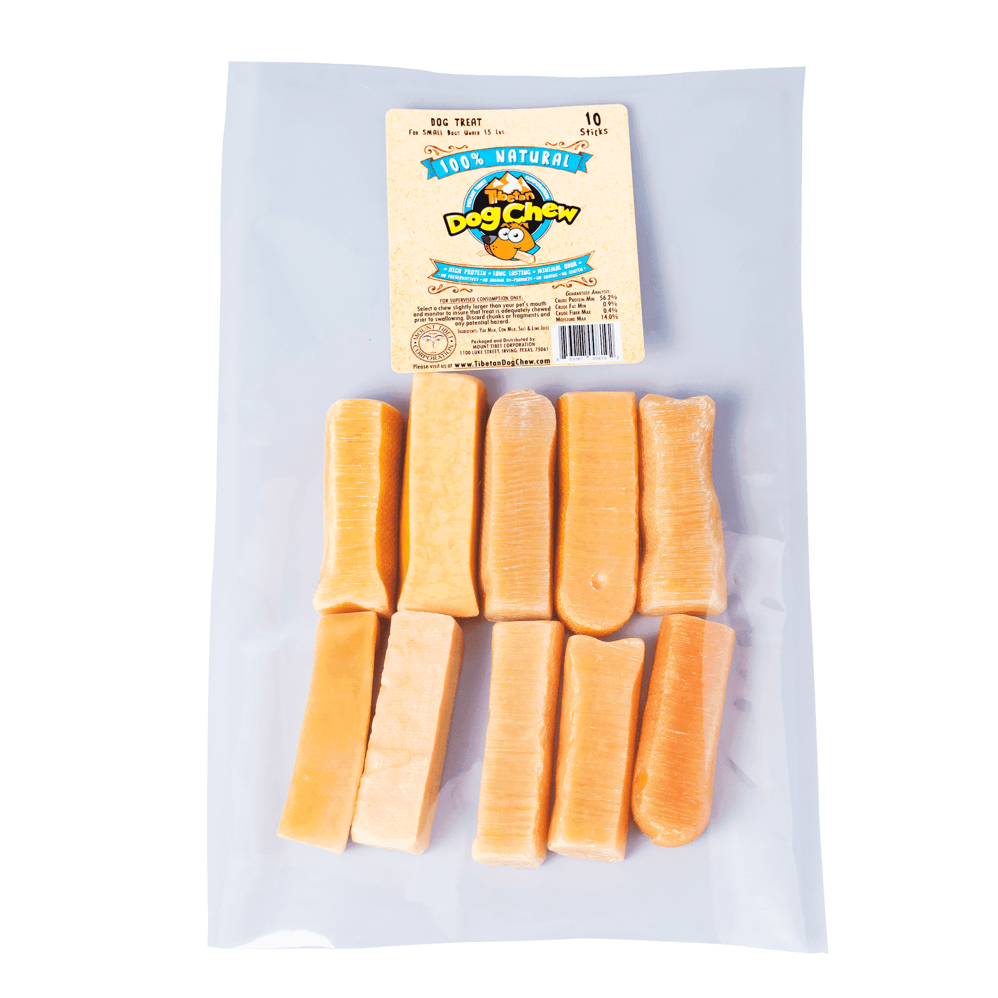 Tibetan Dog Chew Natural Yak Cheese Bone Treats for Small Dogs, 10 Sticks