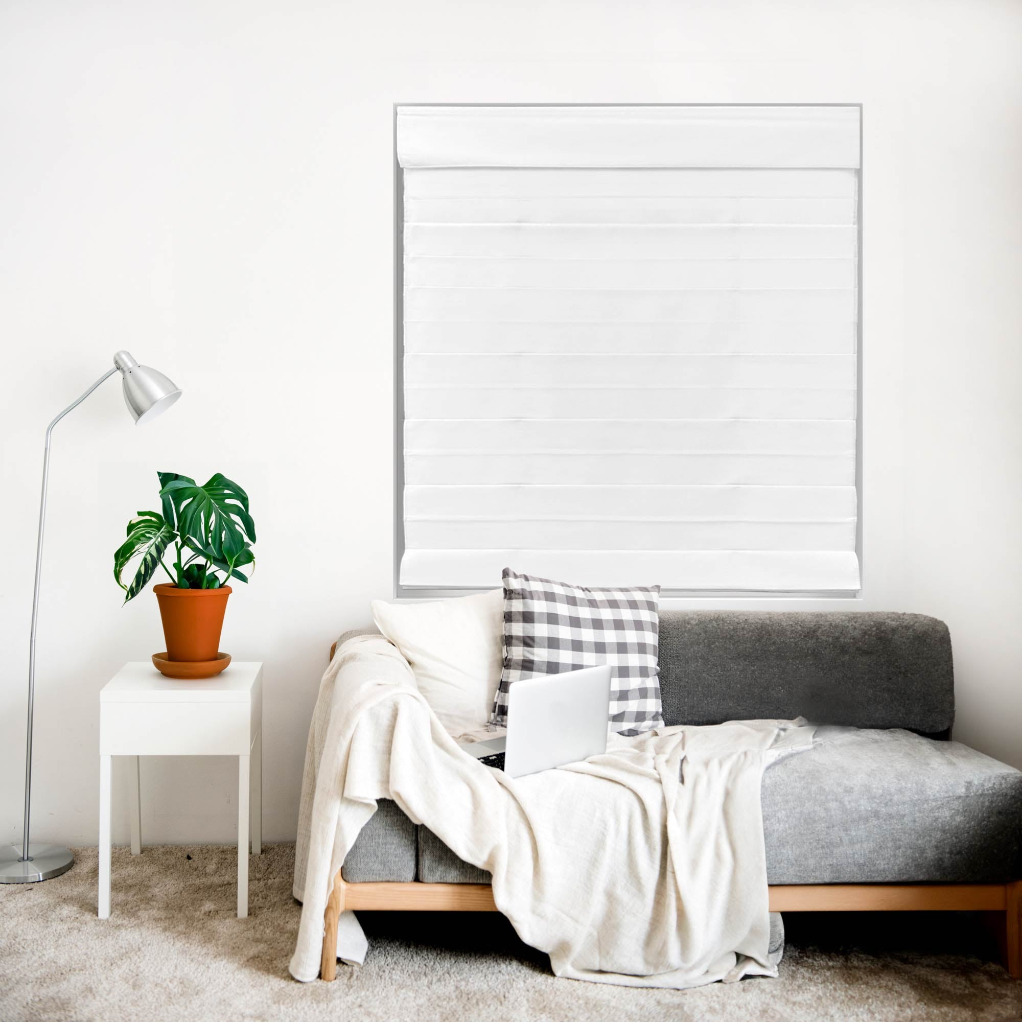 Regal Living Classic Cordless Room Darkening Roman Shade, White, 35W x 64L