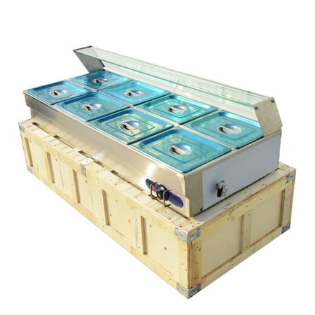 Propane Steam Table - 8-Pan Hot Well Bain-Marie Buffet STEAM TABLE FOOD WARMER Stainless Steel 2200W